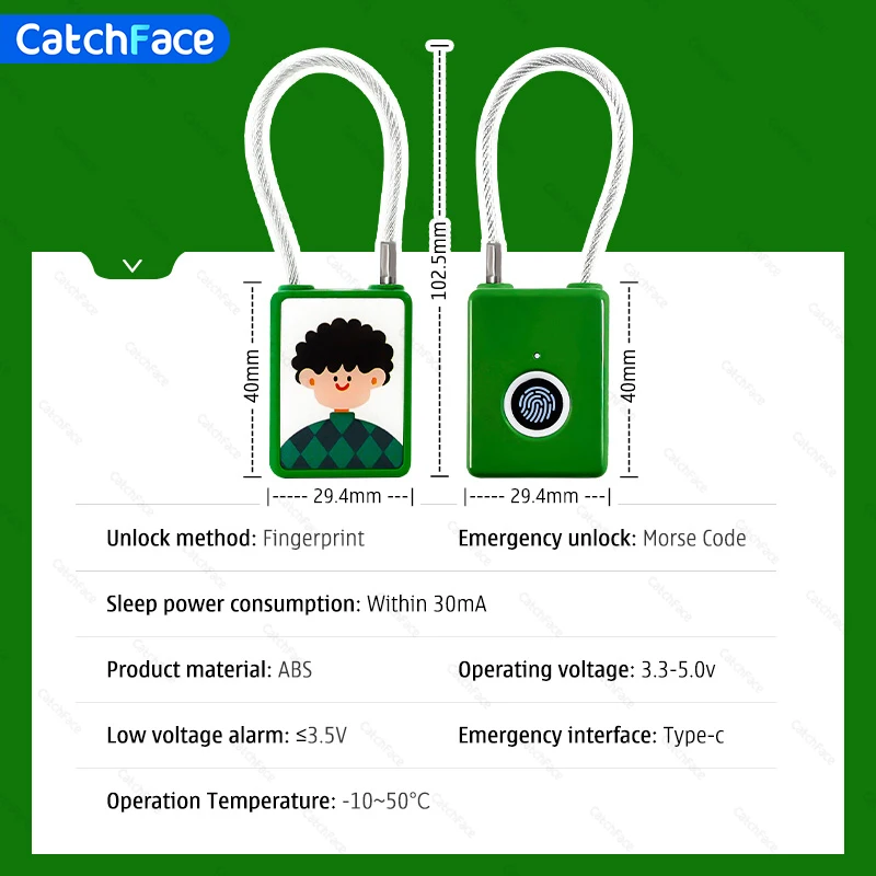 Fingerprint Padlock Smart Lock Keyless Children\'s padlock Luggage/Backpack Cabinet lock