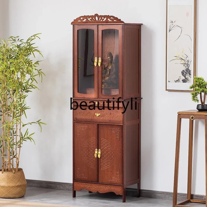 New Chinese-style vertical cabinet, God of Wealth Shentai offering table, Buddha Tai household incense case, statue cabinet