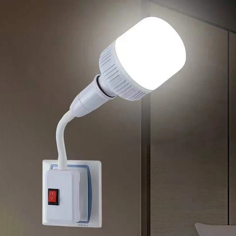 360° Adjustable Rotating Bracket Flexible Bendable E27 Socket with Plug Switch for LED Bulbs Mobile Lighting