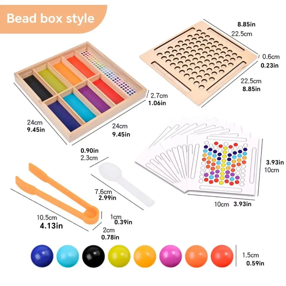 Perline con clip Montessori in legno Giocattolo Perline rotanti Puzzle Perline Gioco di abbinamento colori Pensiero logico Gioco di smistamento dei colori dei cartoni animati