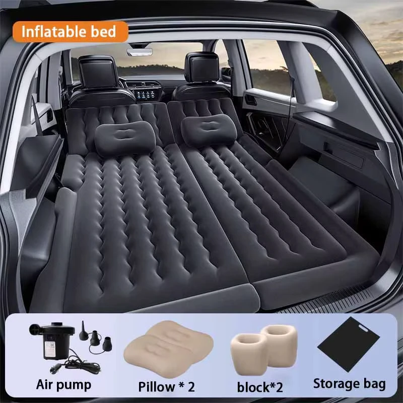 Foldable car air mattress for outdoor camping and travel compartments