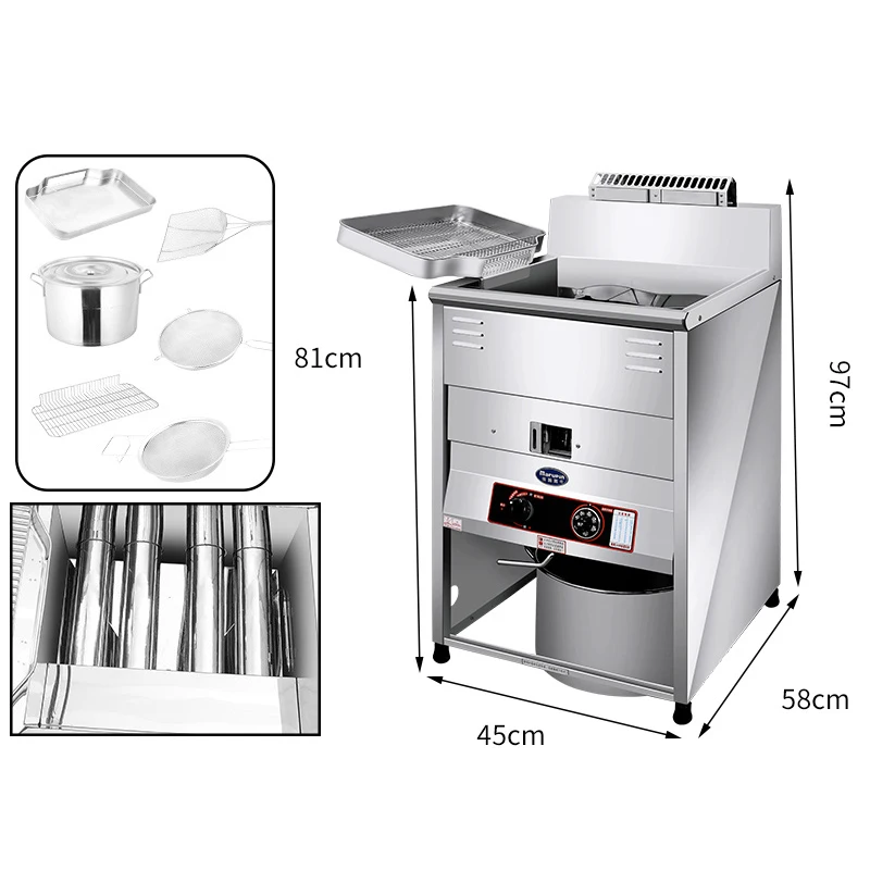 30L/40L LPG gas deep fryer 30 liter commercial 1 tank chicken frying machine with thermostat temperature control