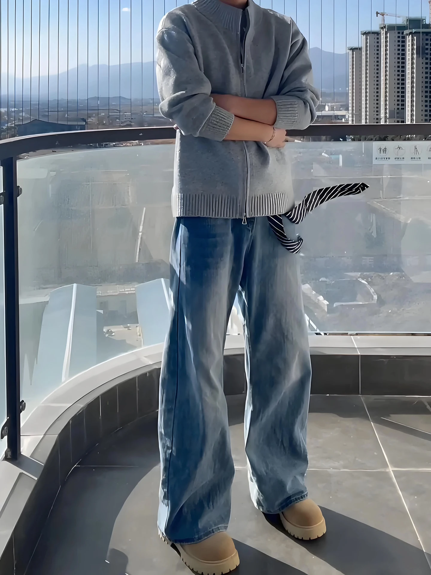 

Светло-голубые мужские джинсы American Sle Bell Bot, зимние, в стиле крутой уличной моды, прямые брюки, винтажные джинсы с эффектом потертости