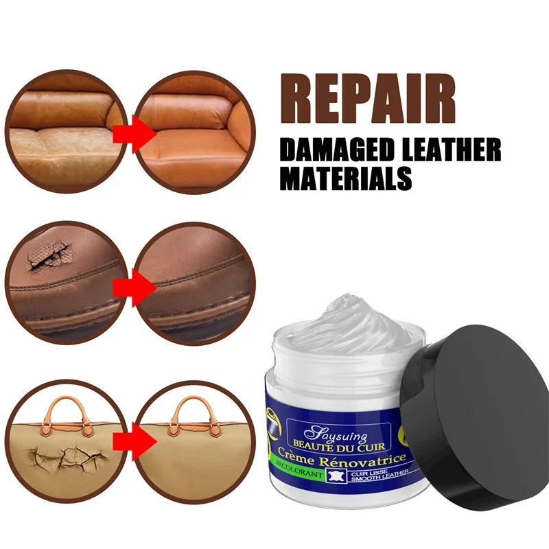 

All-Purpose Leather Repair Cream For Shoes Cars Care Kit Leather Gel Scratch Paint Restore Leather Complementary Color Paste 50G