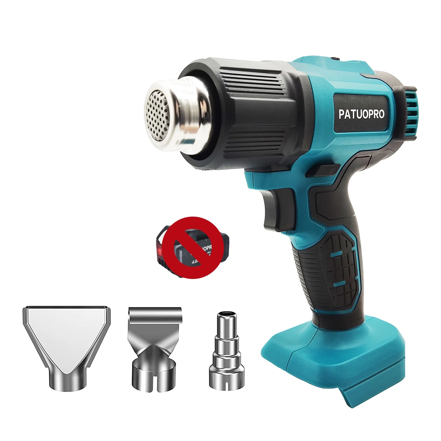 PATUOPRO Cordless Heat Gun Adjustable Temperatures Hot Air Gun Electric Gun With 3 Nozzles For Makita 18V Battery(No Battery)