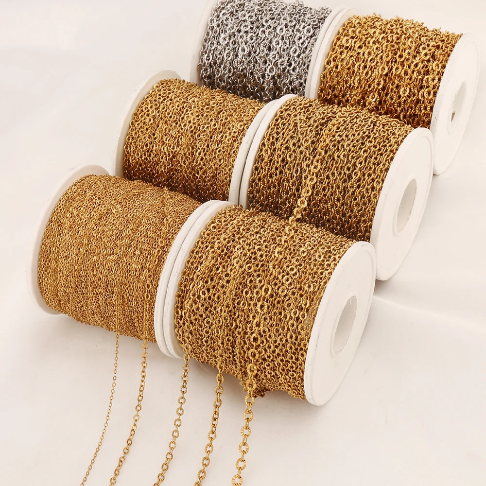 100cm Stainless Steel Textured Cable Chains Findings O Shape Chain for Jewelry Making DIY Necklace Bracelet Supplies Accessories