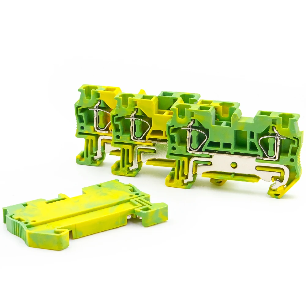 10Pcs ST 4-PE Grounding Terminal Block 4mm DIN Rail Secure Electrical Connections Compact Design