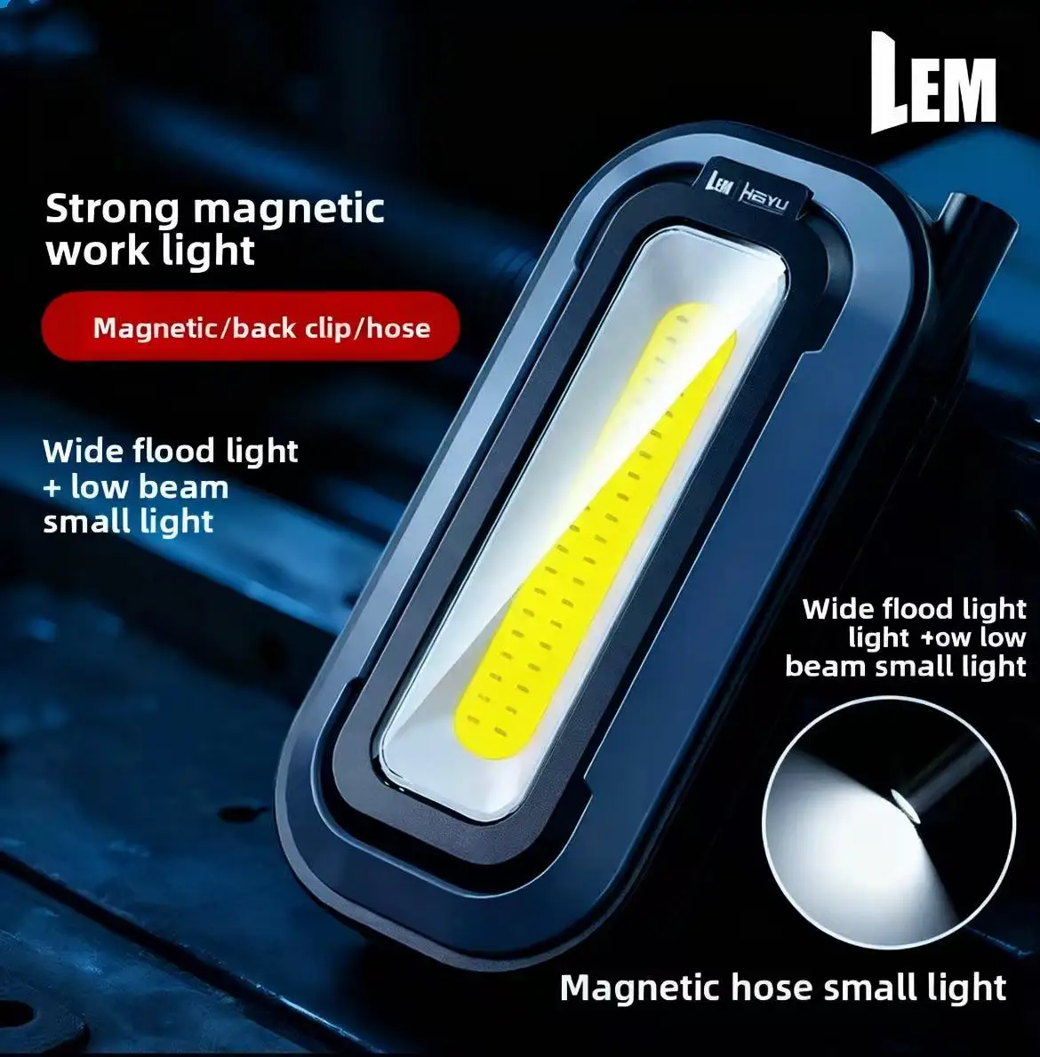 

Магнитный рабочий фонарь LEM, супер яркий фонарик для авторемонта, длительный срок службы батареи, зарядка на открытом воздухе
