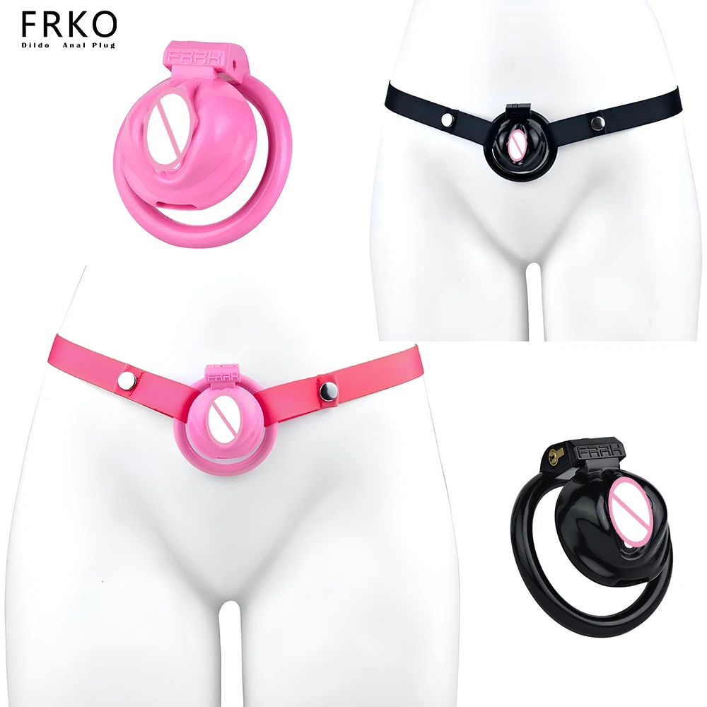 FRKO Labium Male To Female Elastic Belt Chastity Cage Device 4 Penis Rings Lock Cock Discreet Sissy Femboy BDSM Sex Toys For Men