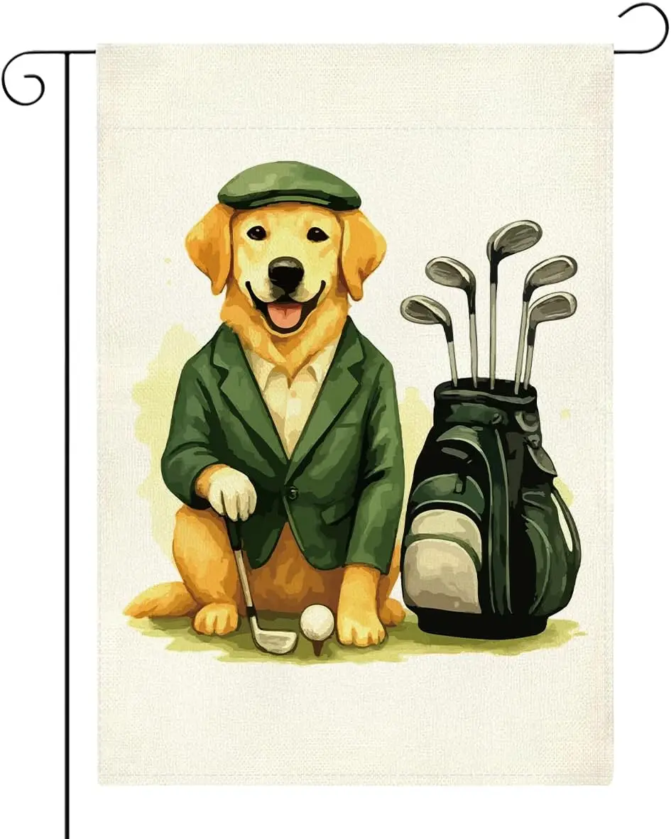 Funny Pet Golf Garden Flag Gifts for Dog Golf Lovers Owners Small Double Sided Burlap Garden Flags 12 x 18 Inch for Outside  PPZ
