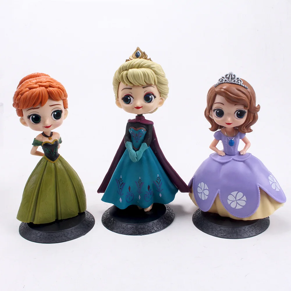 Disney Princess Frozen Elsa Anna Sofia Action Figure Handmade Model Hobby Charm Toys Kid Gift Collectible Ornament Tide Play