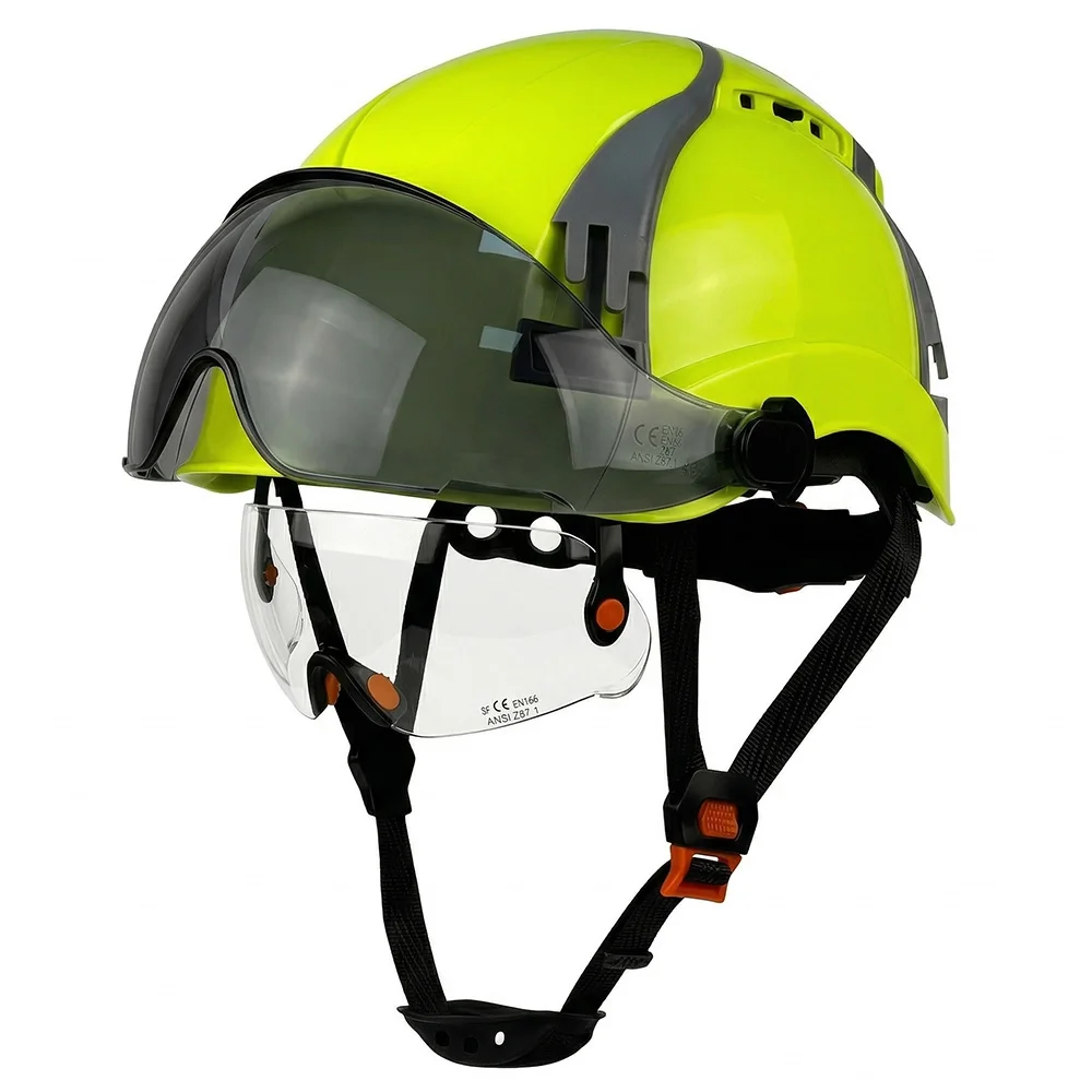 

CE ANSI Safety Helmet with Dual Visor High Visibility Vented ABS Hard Hat for Construction Industrial Engineer Work Protect Cap