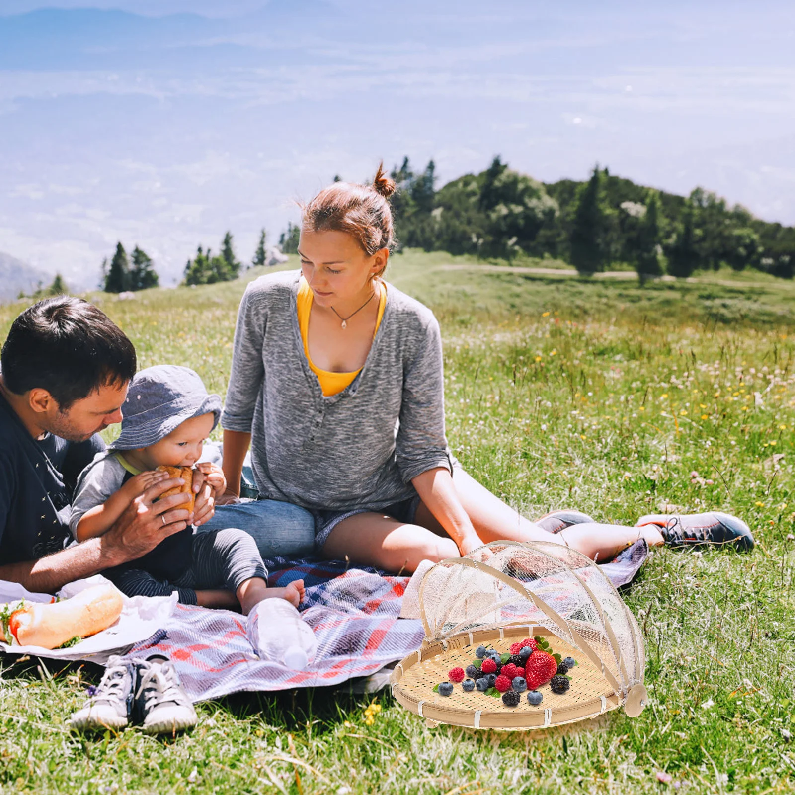

1 шт. бамбуковая корзина против лета цвета хаки прочная тканая корзина для еды для домашней кухни булочка на пару закуски сушка еды совок