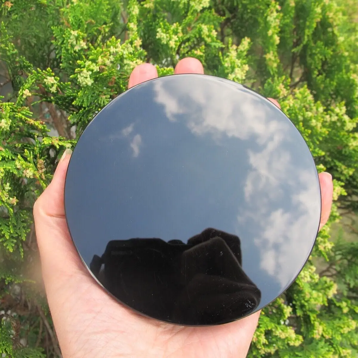 

Natural Obsidian Polishing Disc Quartz Crystal Mineral Specimen Home Office Hallway Degaussing Decorative Energy Gem Mirror Gift