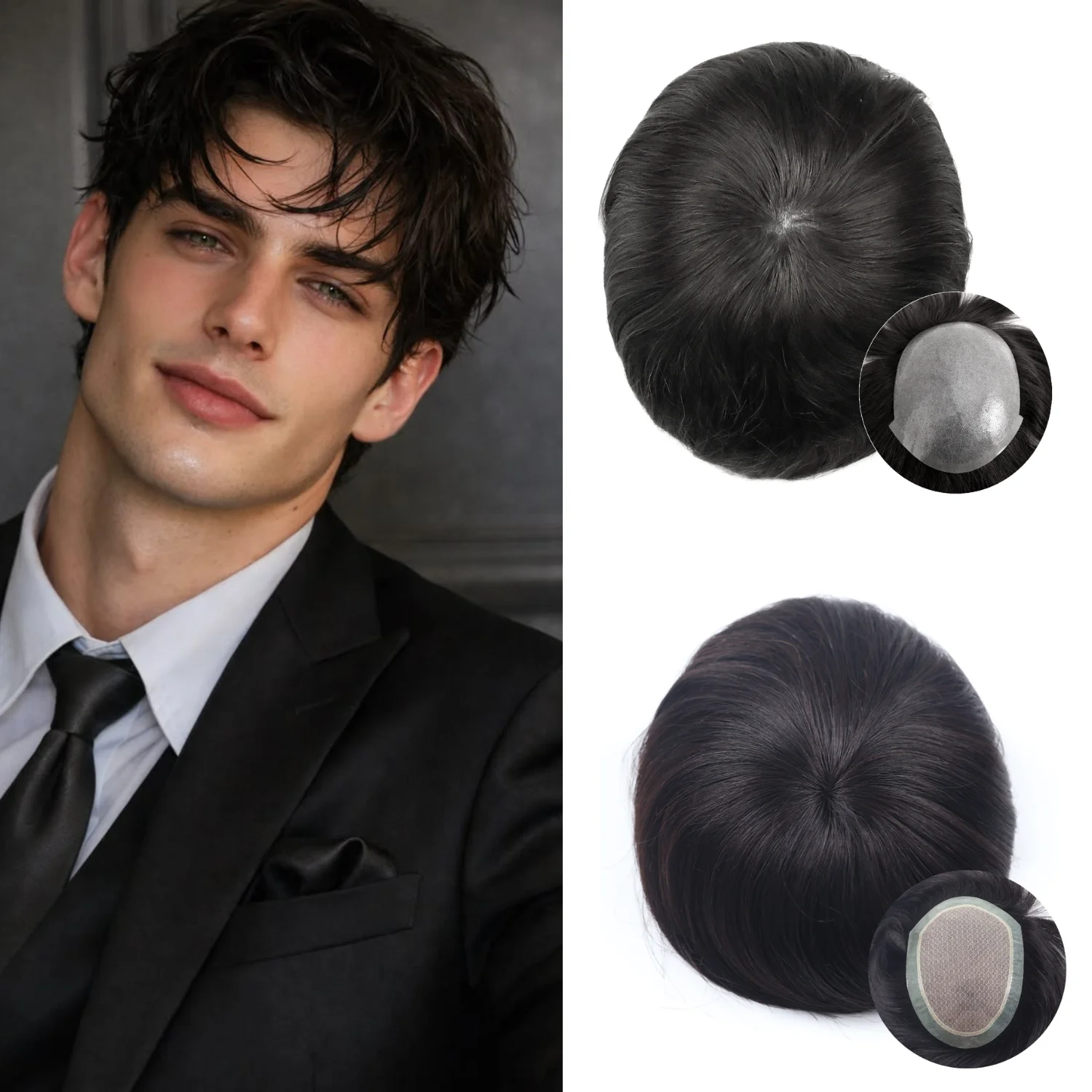 6x8-toupee-for-men-man-hair-system-mono-and-pu-base-6-inches-human-hair-straight-breathable-natural-men's-prosthesis-capillary