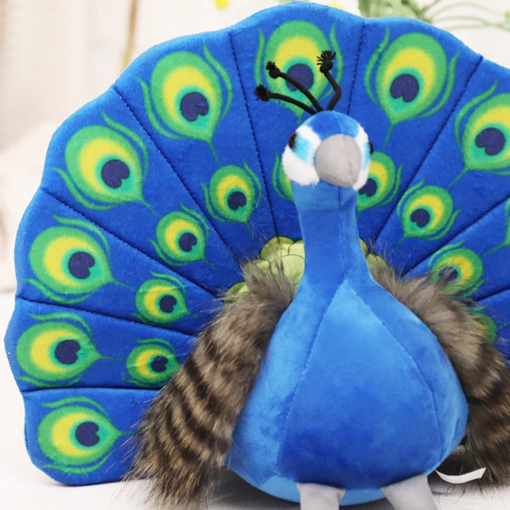 

25cm Cartoon Simulation Green Peacock Plush Toy Realistic Blue Crowned Peacock Soft Stuffed Animals Doll Photo Props