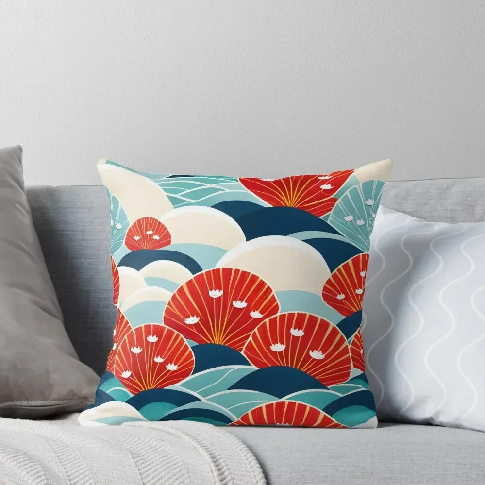 

Vector Flowers Pattern: Highly Detailed Japanese-Inspired Watercolor Seamless Design Throw Pillow