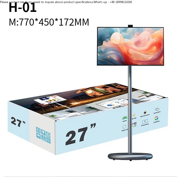 

Hot Sale 27-Inch Gray Rechargeable Android 15 Smart Portable TV 6+128Gb LED Backlight 12V Power Supply Smart Outdoor TV