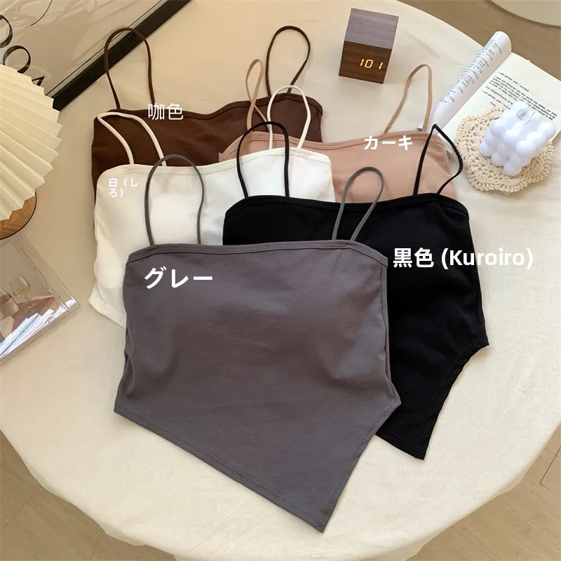 Elegant White  Strap Vest Women's Spring New Design Sensation Outerwear Beautiful Back Irregular Fashionable Top