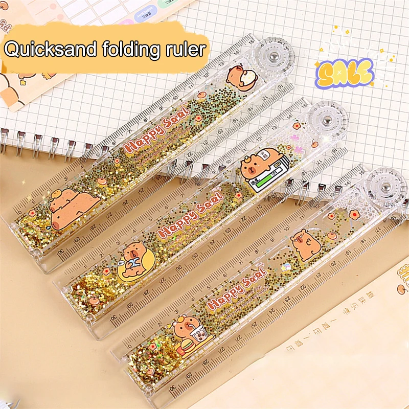 Multi-function Drawing Tools Student Stationery Measuring Tools Cartoon Capybara Measuring Ruler Folding Ruler Drawing Ruler