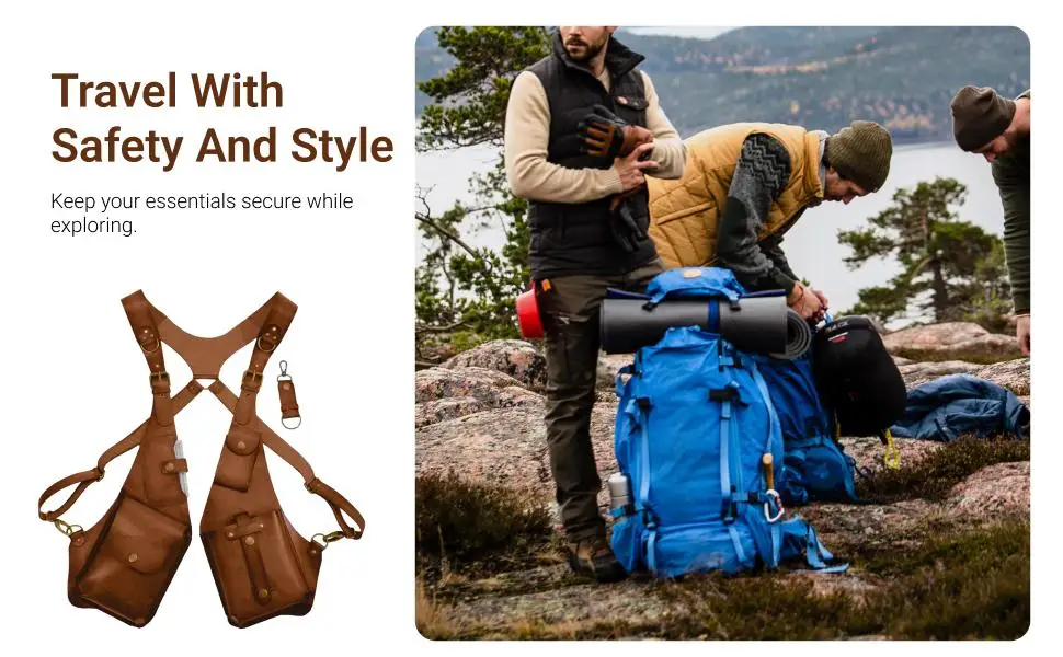Multi Purpose Underarm Shoulder Bag PU Leather Concealed Pack with Pocket for Outdoor Sports Travel Business Trip Mobile Phone