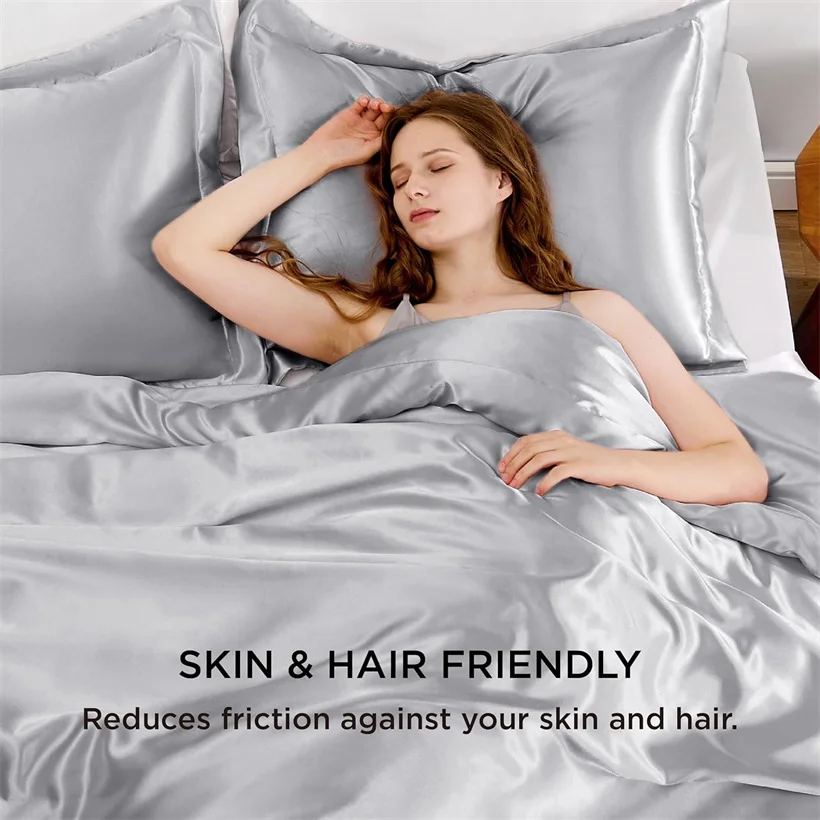 

Natural Mulberry Silk 1pc Duvet Cover Solid Color Bedding Luxury Pure Silk Comforter Quilt Covers for Home Hotel Bedroom Smooth