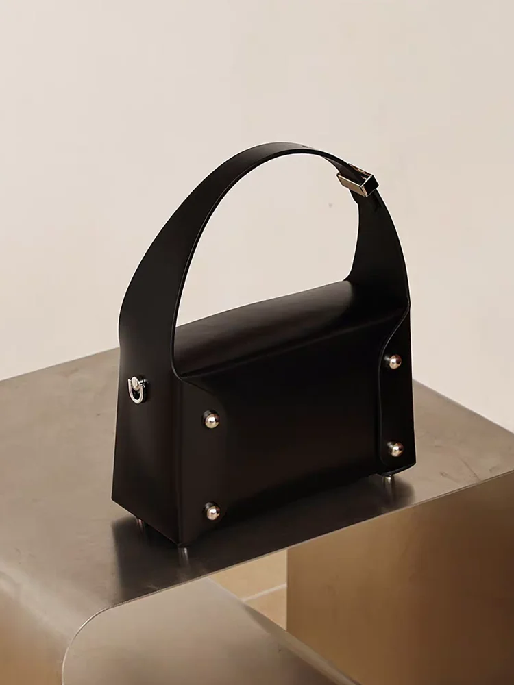 Black Fashion Retro Genuine Leather Women Pillow Bag Box Bag\Handbag Simple Casual Real Leather Lady Shoulder Crossbody Bag New