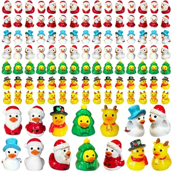 4/8pcs Cute Mini Resin Christmas Duck Miniatures, Winter Scene Figurines for Home Office…
