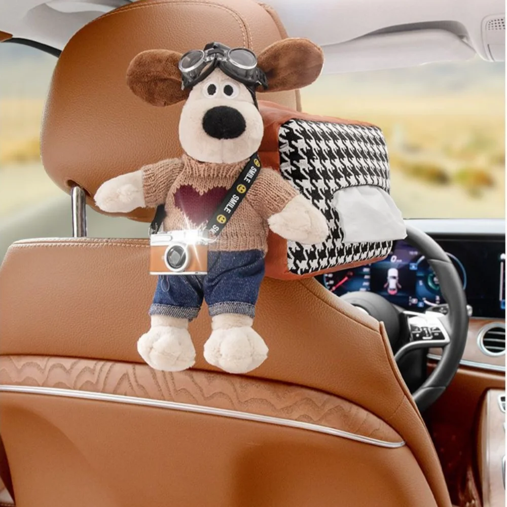 

Car Seat Cute Houndstooth Puppy Tissue Box Luxury Car Tissue Box Car Tissue Bag Car Armrest-mounted Tissue Box Holiday Gift