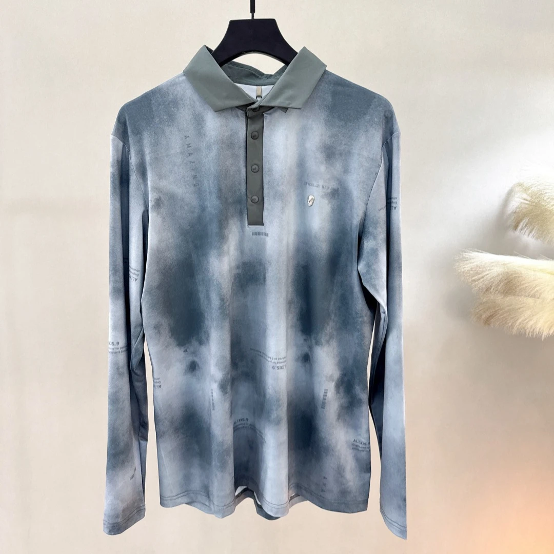 Men's Golf Long Sleeve Polo Shirt 2026 Fall New Korean Style Versatile Slimming Quick-Dry Print Breathable Stretch Lightweight