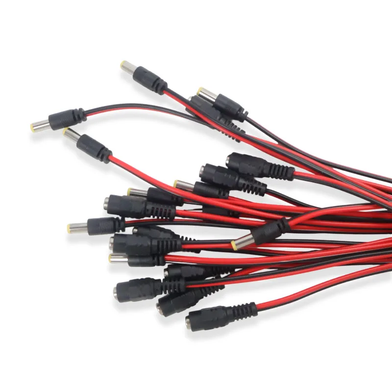 DC5.5x2.1mm Male Female Plug 12V DC Power Pigtail Cable Jack for CCTV Camera Connector Tail Extension 24V DC Wire 5/10/20/30PCS
