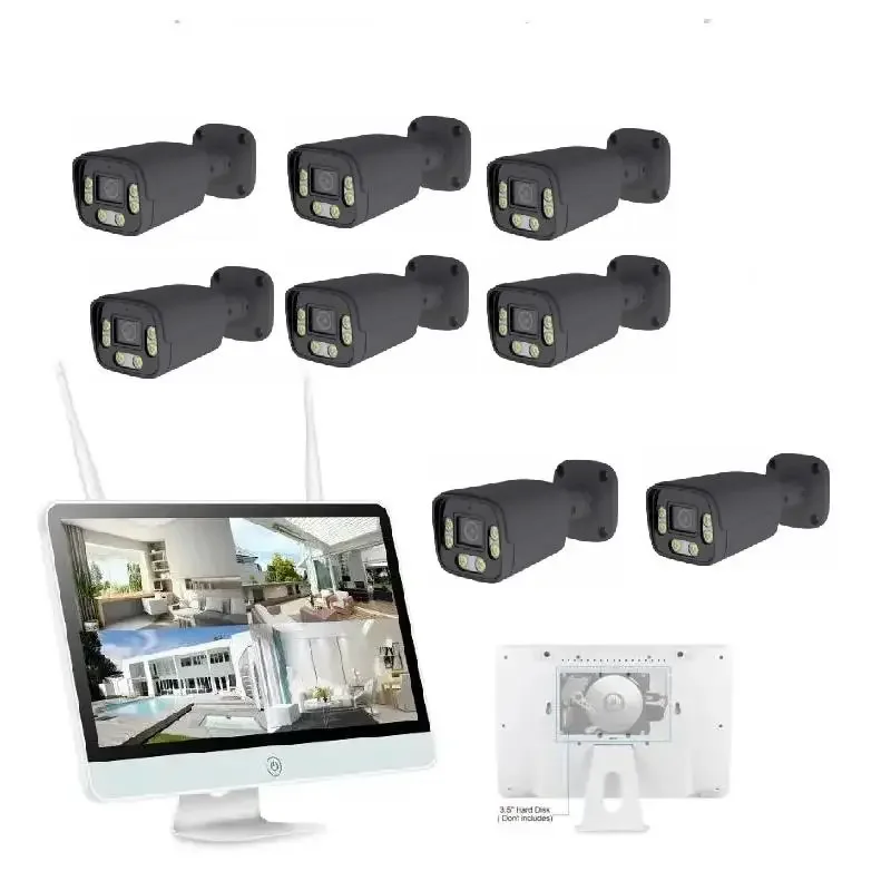

Eseecloud 8-Channel 5.0 Megapixel NVR Security Kit 15.6 Inch 2-Way Audio Dual Light WiFi IP Wireless Black-for Outdoor