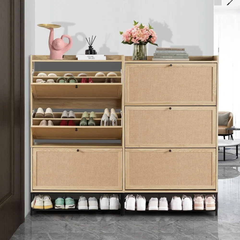 Shoe Cabinet for Entryway, 3 Flip Drawers Narrow Shoes Storage Cabinet, 4 Tier Freestanding Shoe Organizer