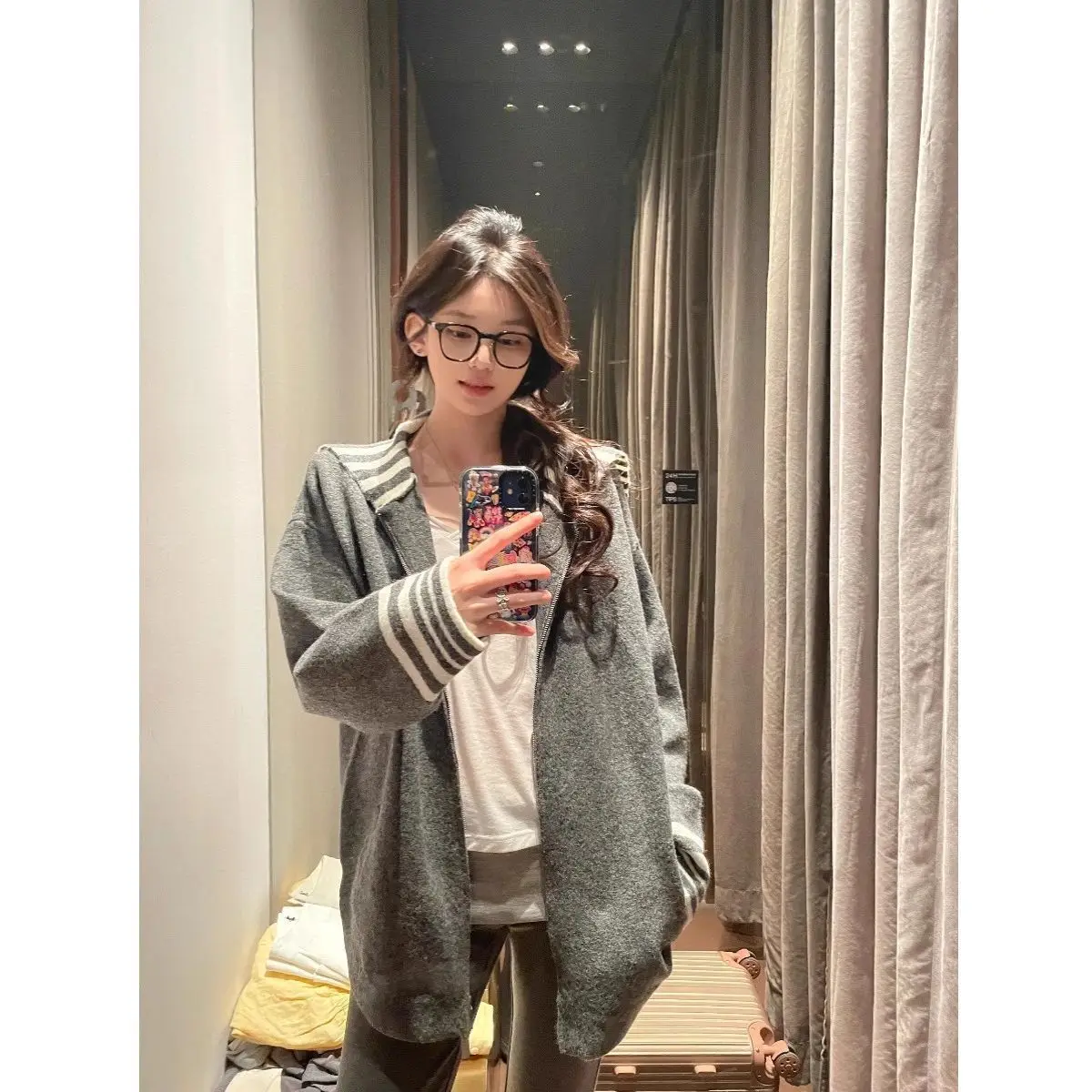 Women Half Zip Lapel Striped Cuff Knitted Sweater Casual Long Sleeve Pullover Autumn Winter Warm Comfortable Daily Wear Top view 3