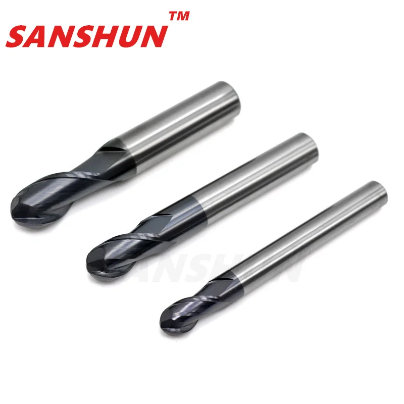 Milling Cutter Alloy Coating Tungsten Steel Tool Cnc Maching Hrc50 Ball Nose Endmills  SANSHUN Top Milling CutterMachine Endmill