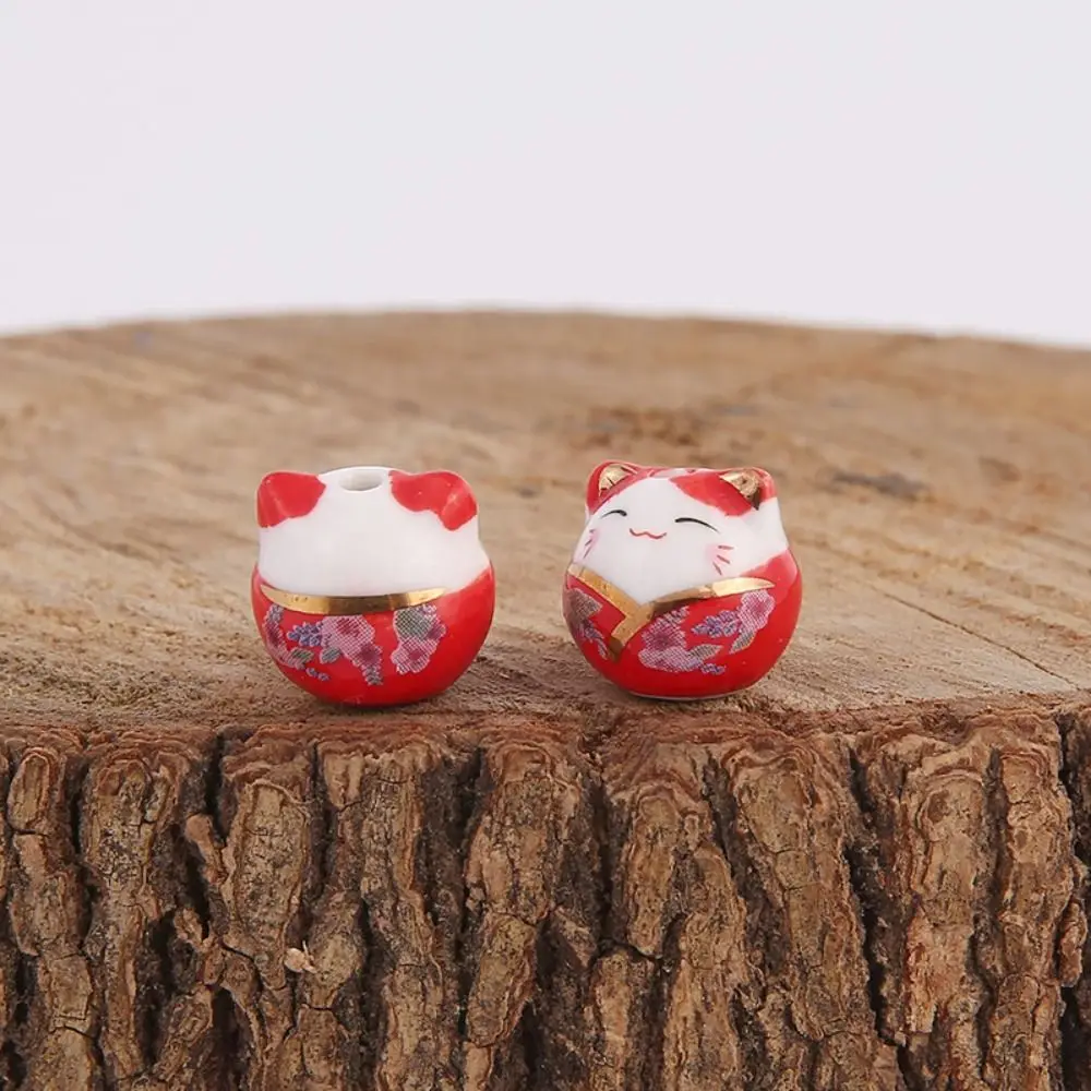 Kitty Plutus Cat Beads Makeing Bracelet Cat DIY Jewelry Accessory Ceramic Japanese Fortune Cat Loose Spacer Beads Jewelry Making