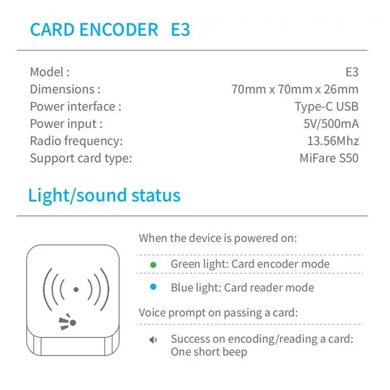 TTLOCK Smart Card Encoder NFC 13.56M M1 IC Card Reader RFID Chip Scanner For TT Hotel TT Rental System Software Easy To Use