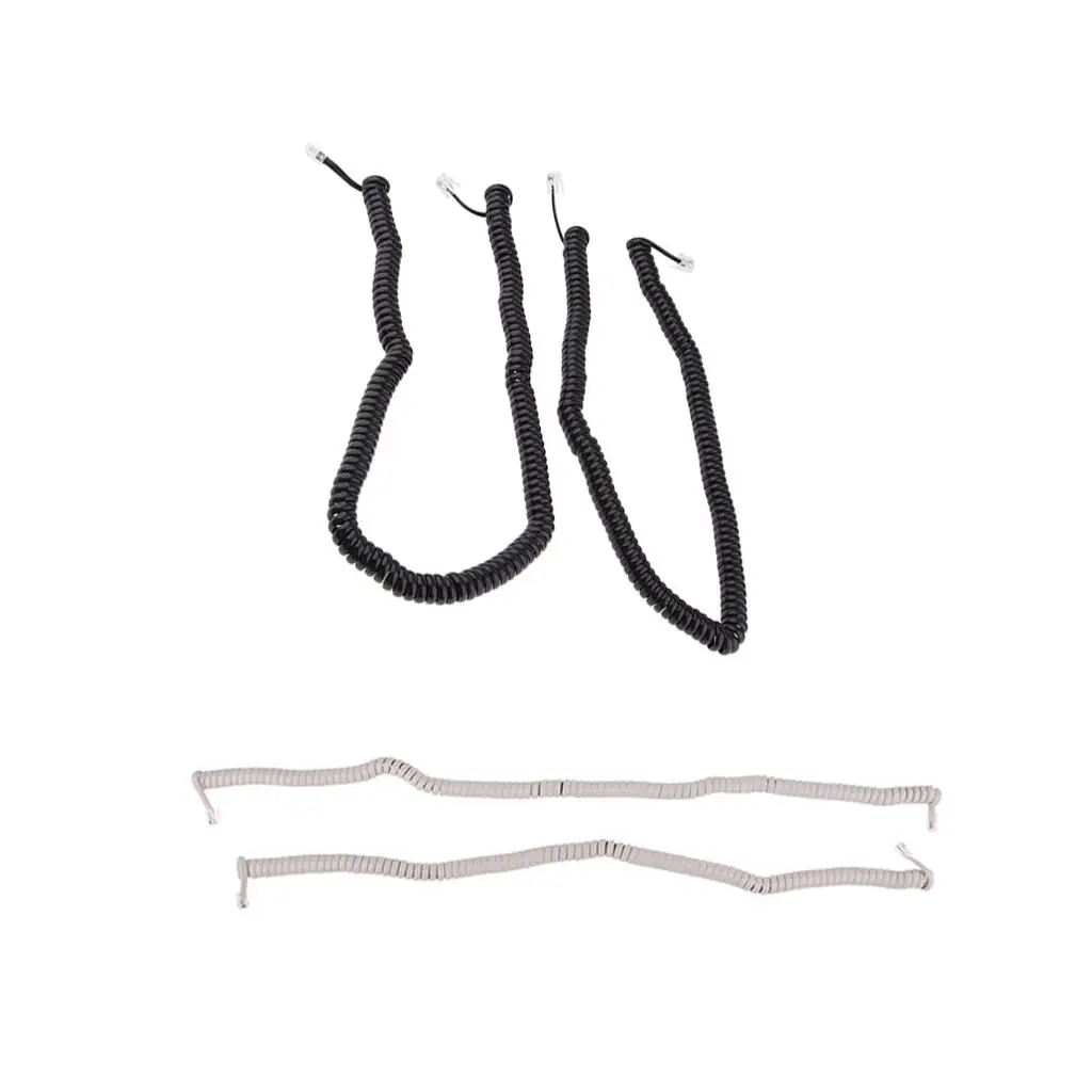 Black Phone Handset Cable Coiled Cord 30inch Replacement Spiral Line for Work Desk Telephones