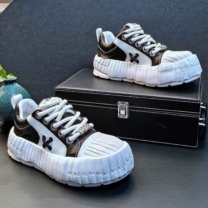 New Arrival Men Fashion Casual Genuine Leather Chunky Sneakers Spring Summer Autumn Luxury Designer Trending Shell Toe Shoes