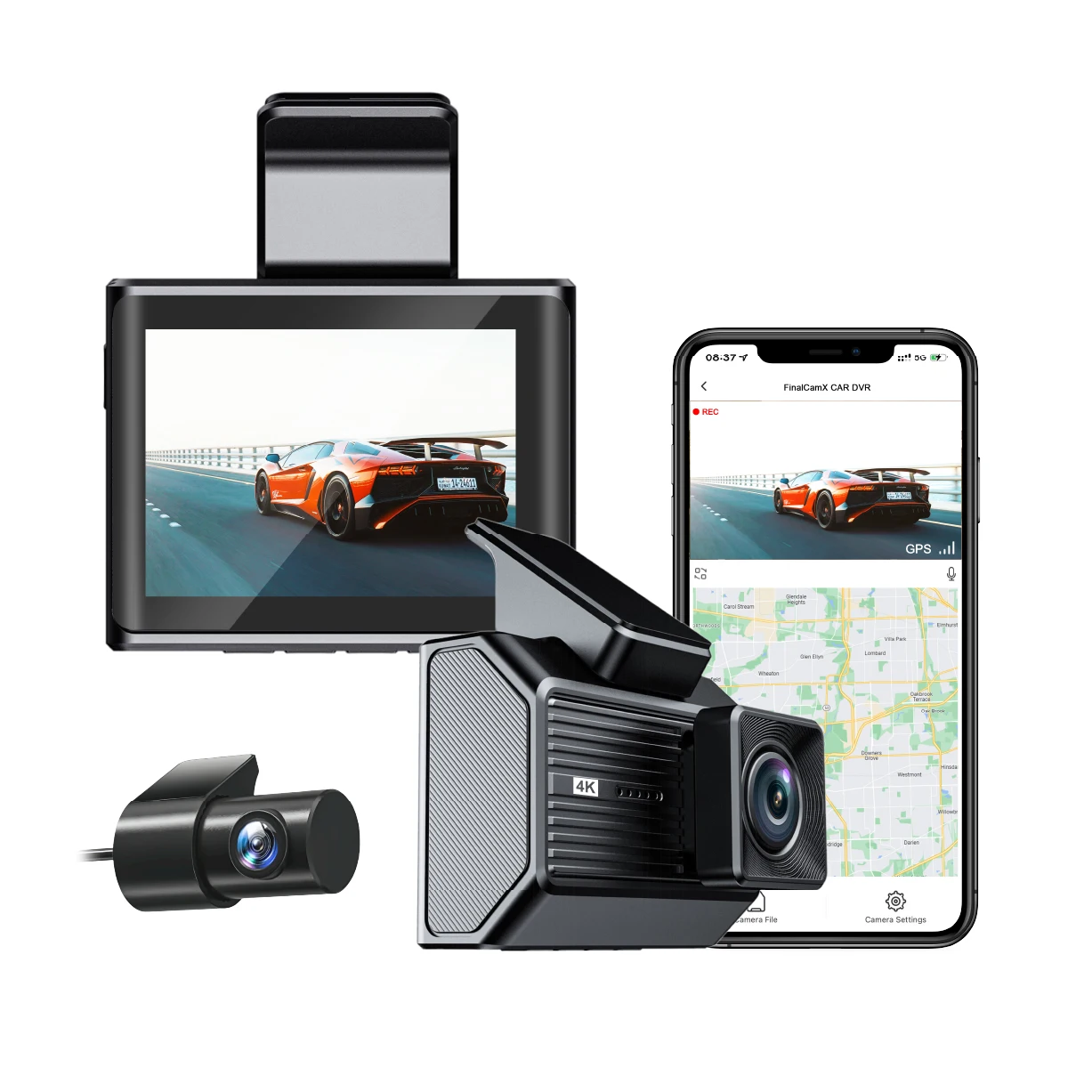 

Bestseller Qhd2k Dual Lens High-definition Android Waterproof Loop Recording Wdr Wifi Connected Car Dash Camera 1-year Warranty