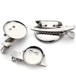 20Pcs/Lot 19/23/29mm Round Brooch Base Hair Clips Cabochon Base With Safe Lock Blank Tray For DIY Jewelry Making Accessories