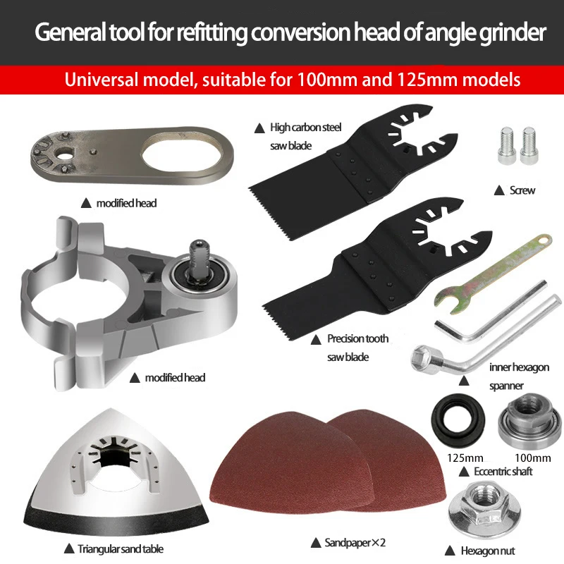 14Pcs Angle Grinder To Grooving Machine Adapter Conversion Universal Head with Saw Blade For 100mm Models Woodworking Tool