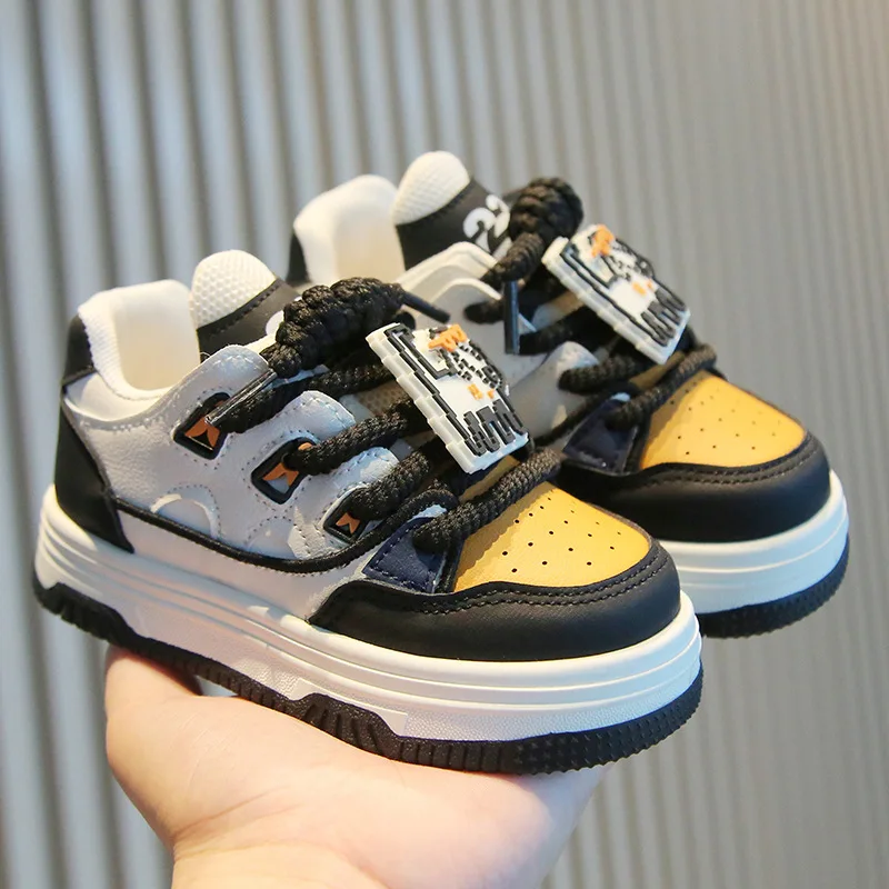 

Spring Autumn Sneaker Girls Bread Board Shoes Cartoon Velcro Soft Soled Casual Shoes Boys Front Lacing Children Color Blocking
