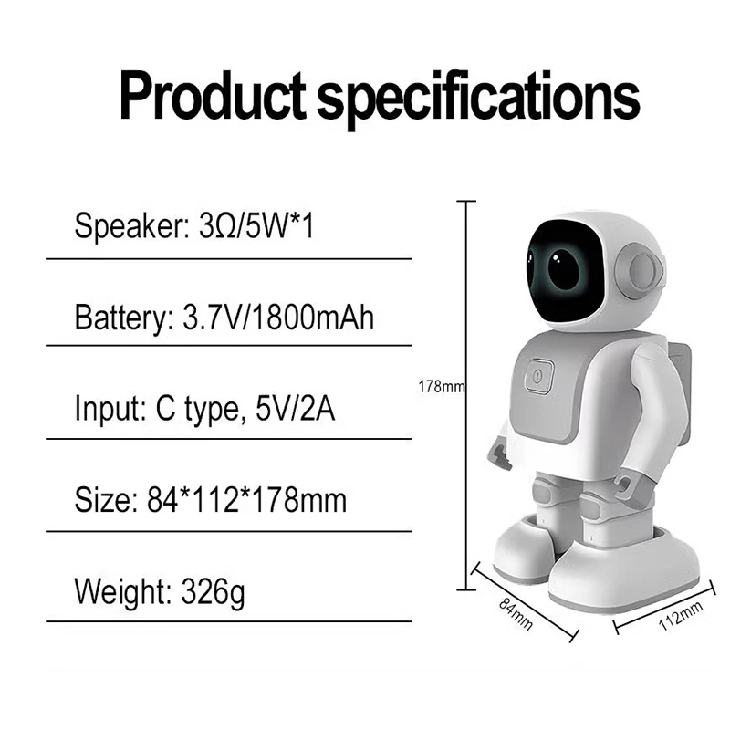 Danza Robert Robot Programmazione intelligente Robot audio Bluetooth Canto Danza Interazione genitore-figlio Aggiornamento compagno