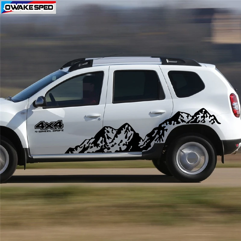 1set Car Body Door Side Decor Vinyl Decal For Dacia For Renault Duster Mountain Graphics Stickers Off Road Styling Stripes