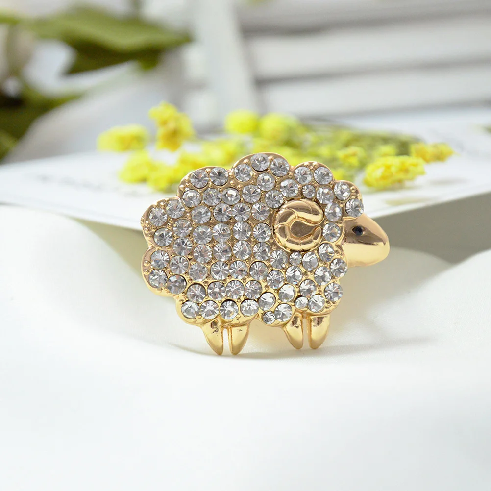 

Stylish Sheep Pattern Brooch with Rhinestones High Quality Metal Craft Brooch Pin for Women Fashion Jewelry Accessory Silver