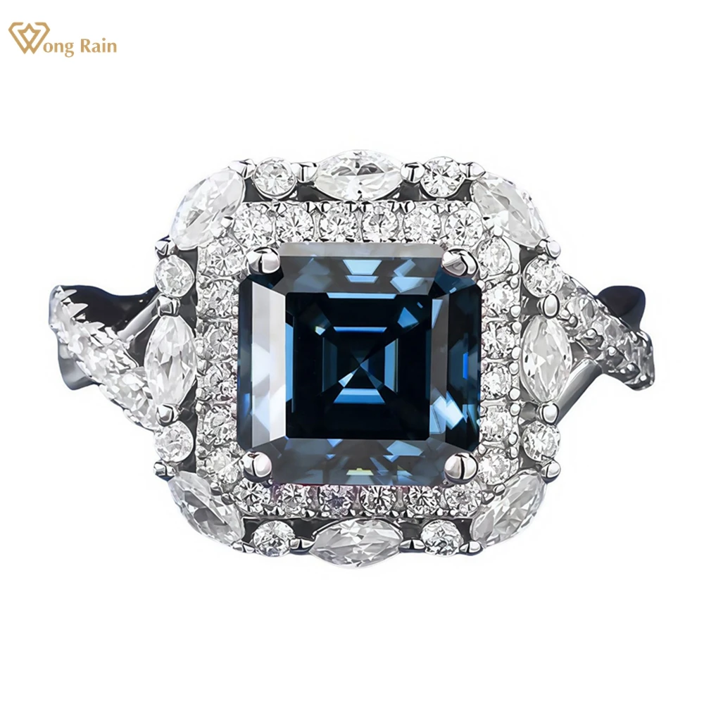 

Wong Rain Стерлинговое Серебро 925 пробы 3EX VVS1 Красочная огранка Asscher 2 CT Настоящие муассанитовые бриллианты Обручальные кольца с драгоценными камнями Изящные ювелирные изделия