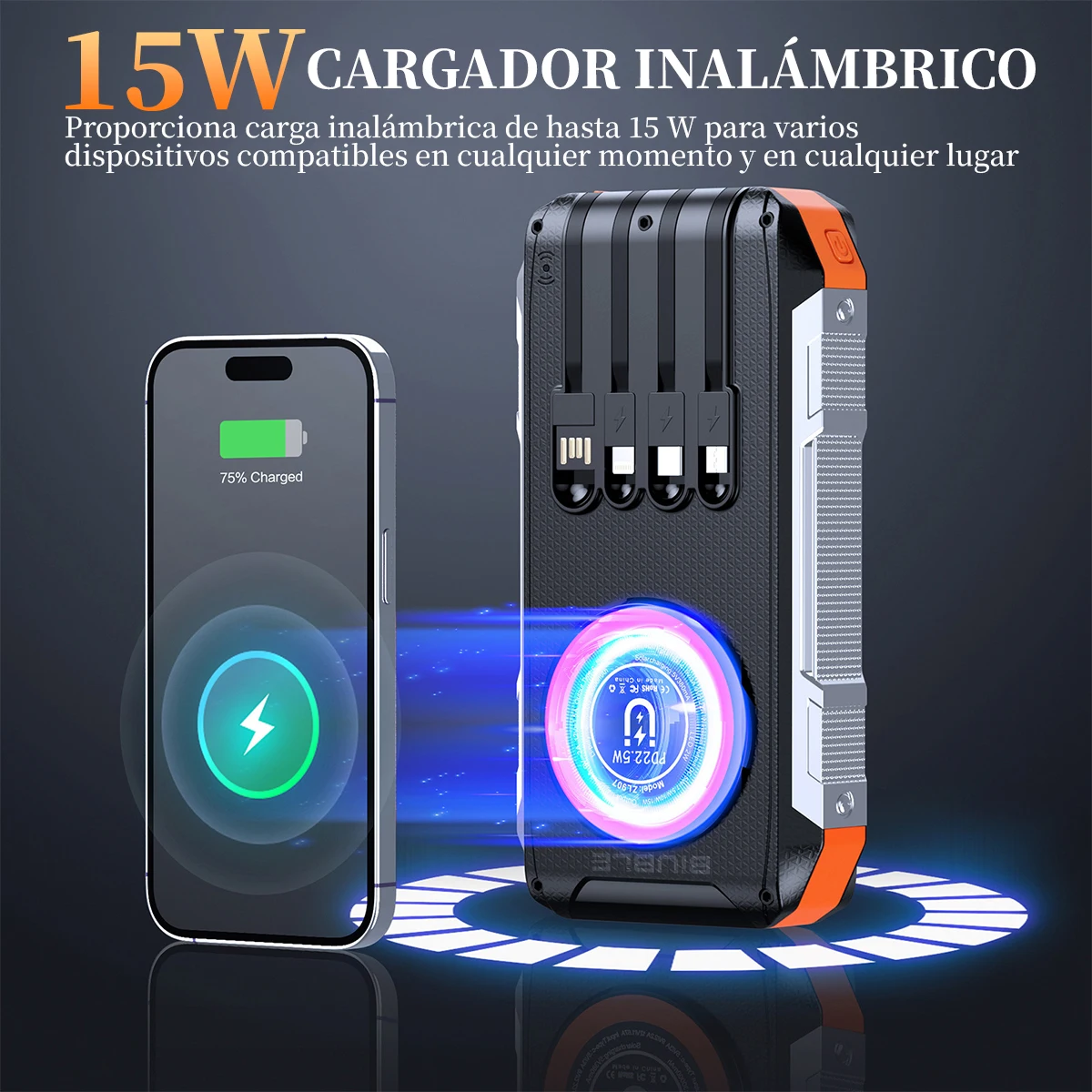 20000 mAh Solarpanel-Powerbank mit großer Kapazität, tragbares Outdoor-Handy-Ladegerät für iPhone 15 Samsung S21 – Detail 3