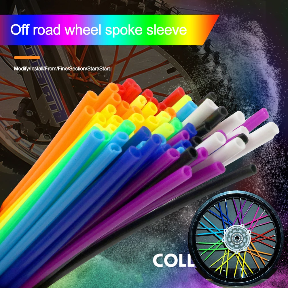 

1 Set 36pcs Motorcycle Styling Strips Motocross Bike Wheel Hub Steel Wire Tube Sleeve Spoke Decoration 17/24cm Rim Tape