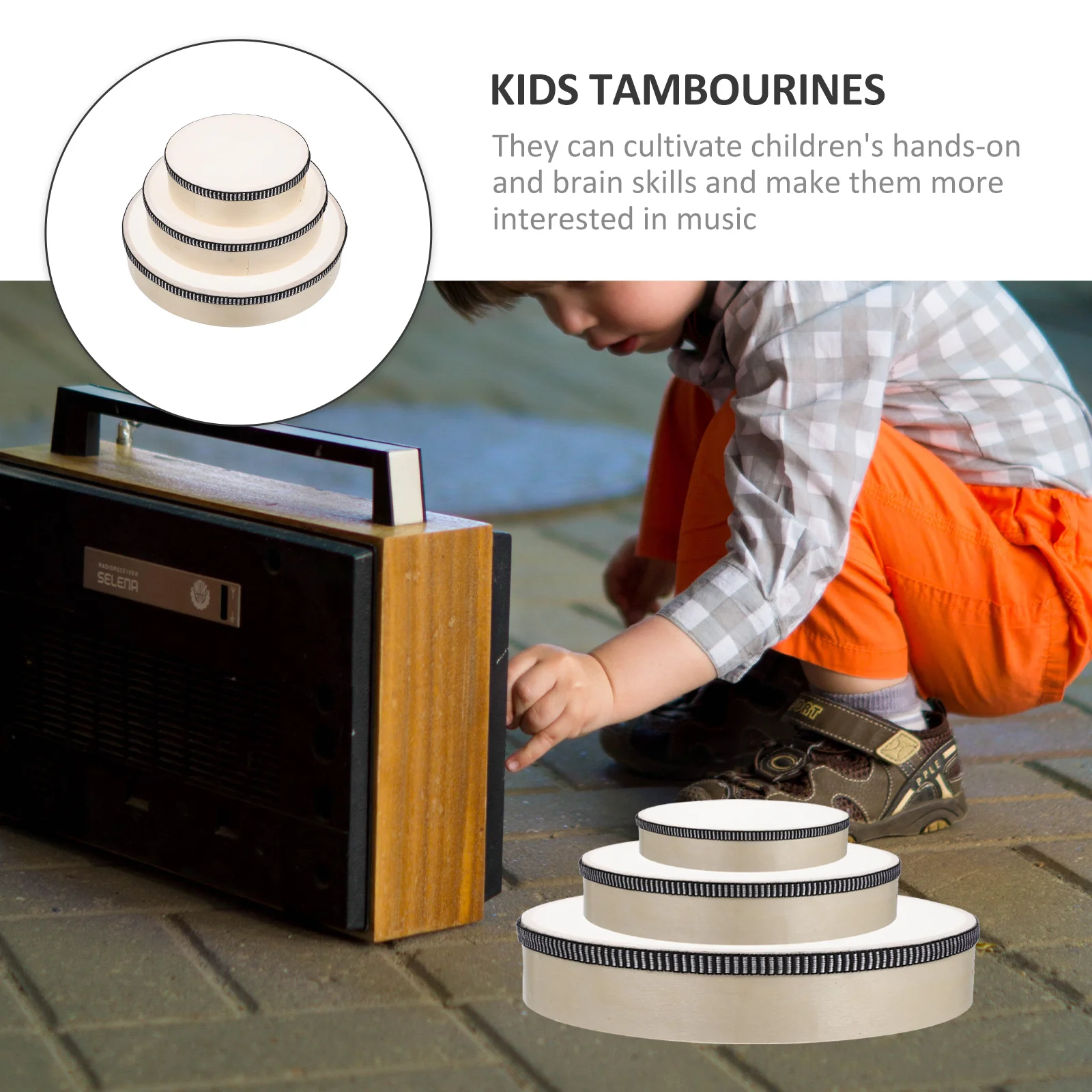 

Tambourine Hand Held Musical Instruments Percussion for Orff Drum